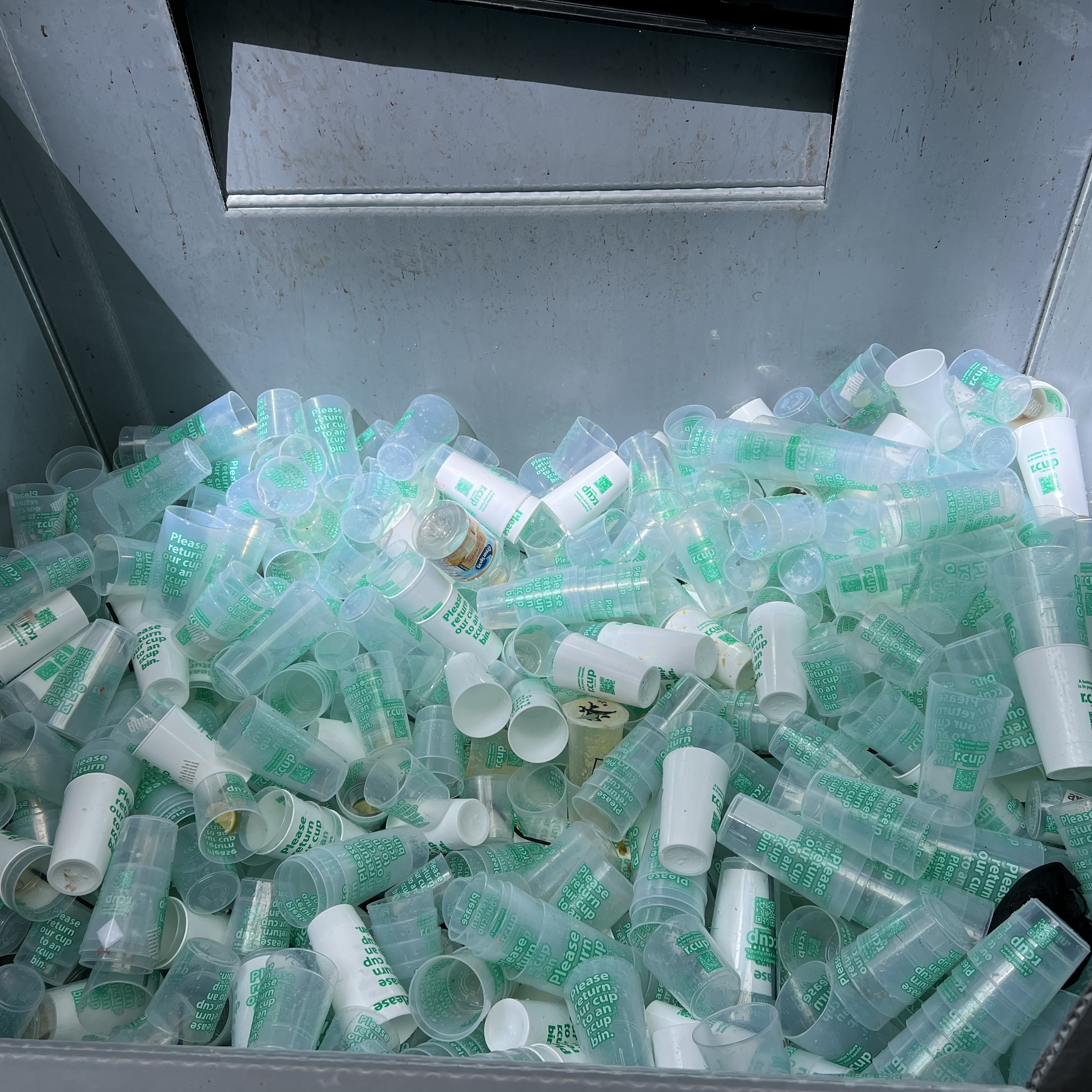 A pile of Reuse cups that have been used in a music venue